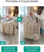 BAGSMART Expandable Tote Bag for Women, Puffer Work Tote Handbag, Quilted Carry On Bag for Travel Gym - Image 8