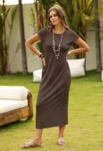 MEROKEETY Women's 2026 Summer Casual Tshirt Dress Short Sleeve Crew Neck Beach Long Maxi Dresses - Image 3