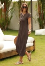 MEROKEETY Women's 2026 Summer Casual Tshirt Dress Short Sleeve Crew Neck Beach Long Maxi Dresses - Image 4