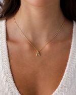 PAVOI 14K Gold Plated Dainty Chunky Bubble Initial Letter Pendant Necklace for Women | Alphabet Letter Necklace - Image 3