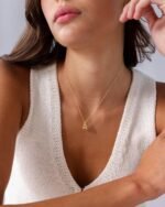 PAVOI 14K Gold Plated Dainty Chunky Bubble Initial Letter Pendant Necklace for Women | Alphabet Letter Necklace - Image 4