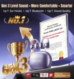 King Lucky Clip-On Earbuds Gen 3, Open-Ear Wireless Bluetooth 6.0 Headphones with Mic, Secure Fit for Small Ears & Glasses Wearers, 50H Playtime, ENC, IPX5 Waterproof Sport Ear Buds (Purple) - Image 3