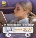 King Lucky Clip-On Earbuds Gen 3, Open-Ear Wireless Bluetooth 6.0 Headphones with Mic, Secure Fit for Small Ears & Glasses Wearers, 50H Playtime, ENC, IPX5 Waterproof Sport Ear Buds (Purple) - Image 4