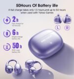 King Lucky Clip-On Earbuds Gen 3, Open-Ear Wireless Bluetooth 6.0 Headphones with Mic, Secure Fit for Small Ears & Glasses Wearers, 50H Playtime, ENC, IPX5 Waterproof Sport Ear Buds (Purple) - Image 7