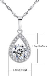 Harlorki 925 Silver Plated Cubic Zirconia Shiny Teardrop Rhinestone Pendent Necklace Dangle Earrings Jewelry Set for Women Lady - Image 3