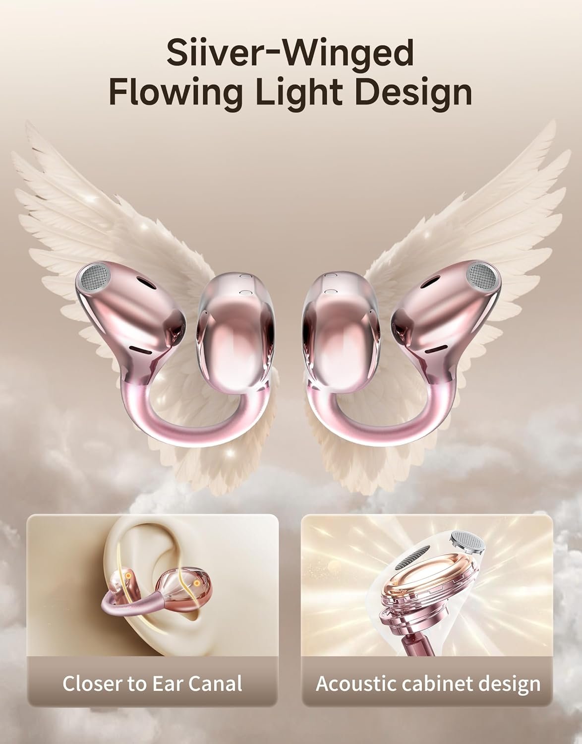 King Lucky Clip On Earbuds Wireless Bluetooth 5.4-Open Ear Earbuds&Headphones,50H Playtime,IPX5 Waterproof,ENC,Multipoint,Ideal for Running,Sport,Workout,Compatible with Glasses&Small Ears - Image 4