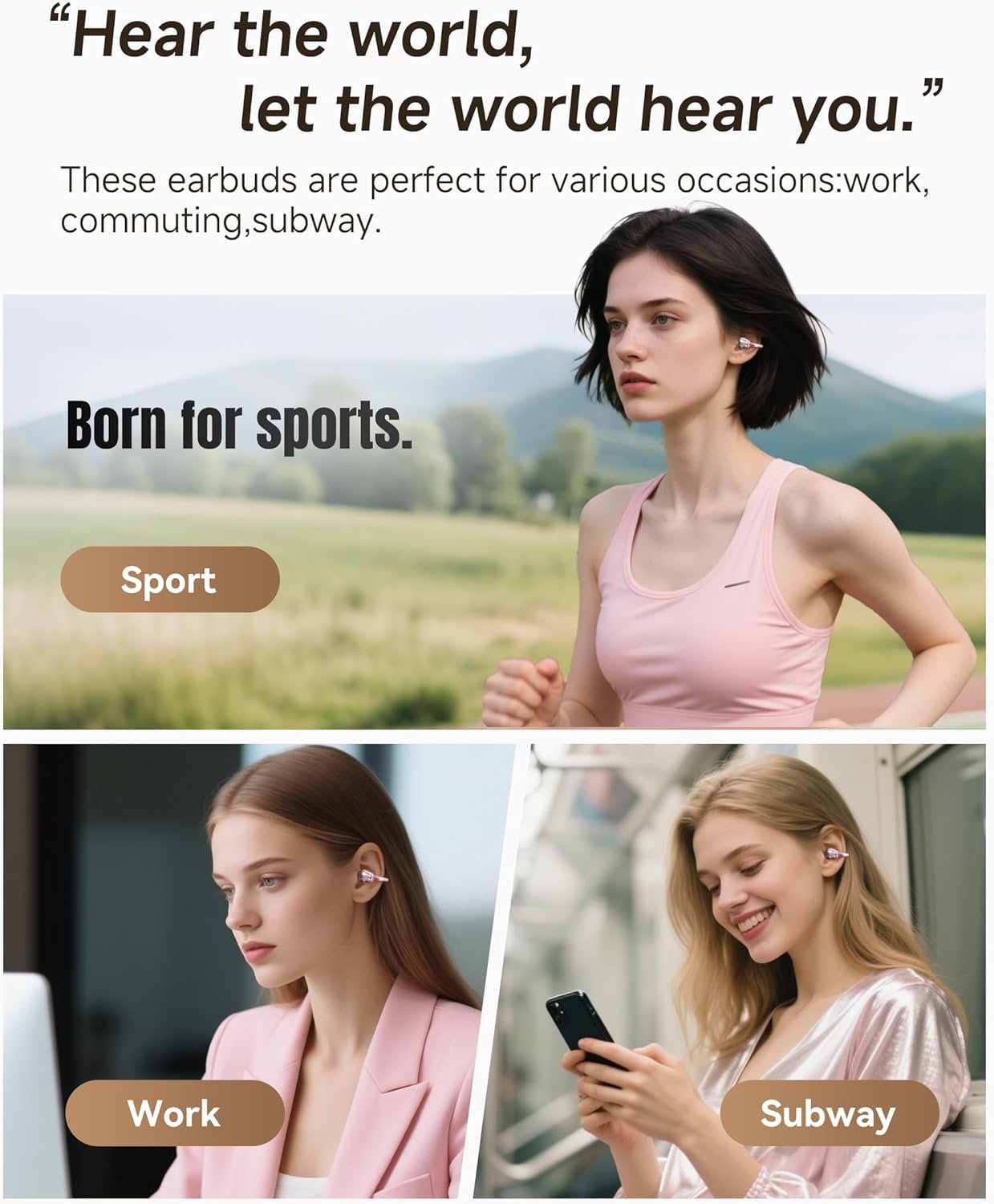 King Lucky Clip On Earbuds Wireless Bluetooth 5.4-Open Ear Earbuds&Headphones,50H Playtime,IPX5 Waterproof,ENC,Multipoint,Ideal for Running,Sport,Workout,Compatible with Glasses&Small Ears - Image 6