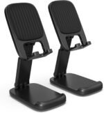 2 Pack Cell Phone Stand for Desk, iPad Stand [Height Adjustable & Upgraded Stable Base] Foldable & Non-Slip Silicone Pad Phone Holder, iPhone Stand for All Smartphones, iPad | Office Desk Accessories - Image 2