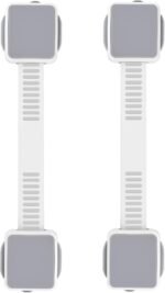 2 Pack Child Safety Cabinet Locks for Baby Proofing, Length Adjustable Latch Straps Dual Button Design for Drawers Fridge Refrigerator Doors Toilet Seat Oven - Image 2
