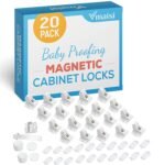 20 Pack Magnetic Cabinet Locks Baby Proofing - Vmaisi Children Proof Cupboard Drawers Latches - Adhesive Easy Installation - Image 2