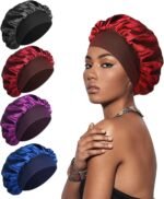4 Pcs Silk Bonnet Satin Bonnet, Silk Hair Wrap for Sleeping, Soft and Comfortable Silk Sleep Cap - Image 2