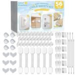 4our Kiddies 56 Pack Baby Proofing Kit, 6 Child Proof Cabinet Locks, 32 Outlet Covers, 6 Anti-Tip Furniture Anchors and 12 Corner Protectors, Child Safety Essentials to Protect Kids at Home - Image 2