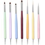7PCS Nail Art Brushes, Nail Design Painting Brush Set with Nail Polish Brush, Nail Liner Brush, Nail Extension Gel Brush, Builder Nail Gel Brush, and Multi-Size Dotting Pens for DIY Nail Art - Image 2