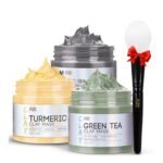 ANAI RUI 3 Pcs Face Mask Set - Turmeric Clay Mask - Green Tea Face Mask - Dead Sea Mud Mask for Oily Skin, Blackheads & Pores Spa Gift Set Self Care Valentines Day Gifts for Women(2.5 oz Each - Image 2