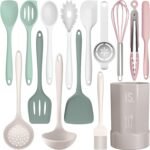 AOTHOD Silicone Cooking Utensils Set - 446°F Heat Resistant Silicone Kitchen Utensils,Spatula,Spoon, Kitchen Utensil Sets Gadgets Tools Set for Nonstick Cookware,Dishwasher Safe BPA FREE (Multicolor) - Image 2