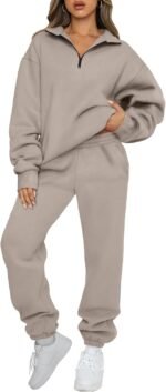 AUTOMET Women's Sweatsuits 2 Piece Outfits Lounge Sets Long Sleeve Half Zip Pullover and Baggy Sweatpants with Pockets - Image 2