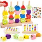 Appoft Montessori Wooden Beads Mastery Kit: Fine Motor Skills Builder for Toddlers 2-5 Stacking Blocks Lacing Beads Travel Learning Toys STEM Gifts for 2 3 4 5 Year Old Boys Girls Toys for Ages 2-4 - Image 2