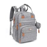 BabbleRoo Diaper Bag Backpack - Baby Essentials Travel Tote - Multi Function Water Resistant Diaper Bag, Travel Essentials Baby Bag with Changing Pad, Stroller Straps & Pacifier Case - Light Gray - Image 2