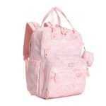 BabbleRoo Diaper Bag Backpack - Baby Essentials Travel Tote - Multi Function Water Resistant Diaper Bag, Travel Essentials Baby Bag with Changing Pad, Stroller Straps & Pacifier Case - Pink Birdy - Image 2