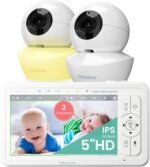 Babysense 5" HD Split-Screen Baby Monitor, Video Baby Monitor with 2 Cameras and Audio, Night Light, 1000ft Range, Two-Way Audio, 4X Zoom, Night Vision, 4000mAh Battery - Image 2