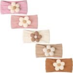 CÉLLOT 5 Pcs Baby Flower Headbands Baby Girls Nylon Headbands Soft Hairbands Hair Accessories for Newborn Infant Toddler Kids - Image 2