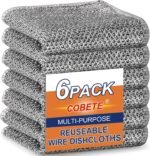 COBETE Non Scratch Wire Dishcloth,Double-Layer Wire Dishwashing Rags for Wet and Dry,Wire Miracle Cleaning Towels and Dish Cloths Multipurpose for Washing Dishes,Cookware, Sinks,Stove Tops,Pack of 6 - Image 2