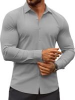 COOFANDY Men's Muscle Fit Dress Shirts Wrinkle-Free Long Sleeve Casual Button Down Shirts - Image 2