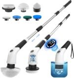 Cordless Electric Spin Scrubber, IPX7 Waterproof Rechargeable Power Cleaning Brush with 4000mAh Battery, 210min Runtime, 7 Brush Heads, 3 Adjustable Speeds, for Shower, Tub, Tile, Kitchen, Floor - Image 2