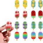 DOMG 16Pcs Ice Cream Erasers for Kids, Cute Fruit Shaped Fun Food Eraser for Classroom Rewards Party Favors - Image 2