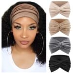 DRESHOW Extra Wide Headbands for Women Cotton Turban Knotted Bandana Head Bands Non Slip Boho Hair Accessories for Sports & Yoga - Image 2