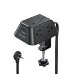 Desk Clamp Power Strip, Surge Protector with 5 AC Outlets and 3 USB Ports, Desk Mount Charging Station, Fit 1.97in Tabletop Edge Thick, 6FT Extension Cord, for Home Office Gaming Accessories - Image 2