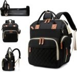 Diaper Bag with Changing Station, Waterproof 3 in 1 Baby Diaper Backpack with Foldable Changing Pad, Large Travel Back Pack for Baby Girl Boy, Baby essentials, Black - Image 2