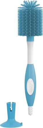 Dr. Brown's Soft Touch No Scratch Baby Bottle Cleaning Brush Nipple Cleaner with Stand and Storage Clip, BPA Free, Blue 1-Pack - Image 2