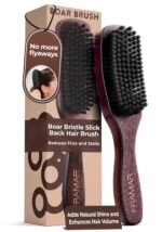 FRAMAR Slick Back Hair Brush Boar Bristles – Slick Back Brush, Smoothing Hair Brush For Women, Boar Bristle Hair Brush For Fine Hair, Slickback Brush For Volume and Shine - Brown Velvet - Image 2