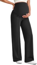 G4Free Maternity Dress Yoga Pants with Pockets Over The Belly Stretchy Work Slack Pregnancy Wide Leg Lounge Trousers - Image 2