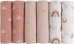 GLLQUEN BABY Receiving Blanket Boy Cotton Muslin Swaddle Blankets Girl Newborn Squares Breathable & Soft Thin Baby Blankets Cloths Double Absorbent Infant Swaddling Wrap - 6 Pack (Sun) - Image 2