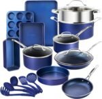 GRANITESTONE Blue 20 Pc Pots and Pans Set Non Stick Cookware Set, Kitchen Cookware Sets with Utensils and Bakeware, Non Toxic Cookware Set PFOA PFOS Free, Oven & Dishwasher Safe - Image 2