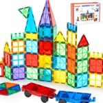 Gemmicc 100 PCS Magnetic Tiles with 2 Cars, STEM Approved Educational Magnet BuildingToys, Magnet Puzzles Stacking Blocks for Boys Girls - Image 2