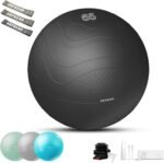 HAPBEAR Exercise Ball (22''/26''/30'') - Anti-Burst Slip-Resistant Yoga/Pilates Ball for Core Training & Posture Improvement, Home Gym/Rehab/Pregnancy Ball, Quick Pump & 3 Resistance Bands Included - Image 2