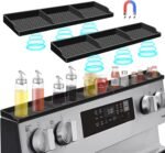 Hydream Stove Top for Silicone Shelf,30 Inch Magnetic Shelf Over the Stove Spice Rack,Kitchen Organizer Magnet Above Stovetop Back of Flat Storage Suctioned-Black - Image 2