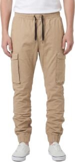 ITALYMORN Black Cargo Joggers for Men Elastic Waist Cargo Pants Casual Khaki Joggers with Pockets - Image 2