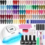 JODSONE Gel Nail Polish Kit with U V Light 32 Colors Gel Polish Nail + 4 Functional Adhesive Bottles Kit Soak Off Manicure Tools Gifts for Women - Image 2