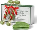 Jade Roller and Gua Sha Set for Face & Body – 4-Piece Authentic Jade Facial Roller Kit with Jade Eye Roller and Gua Sha Facial Tools for Sculpting,Puffiness Reduction, Lymphatic Drainage & Spa Massage - Image 2
