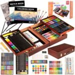 KINSPORY 168-Pack Art Supplies, Deluxe Wooden Art Set Crafts Drawing Painting Coloring Kit, 3 Pack Coloring Pads， Creative Gift Box for Artist Beginners Kids Girls Boys - Image 2