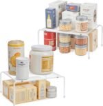 Kitchen Cupboard Organiser-2 Pack Metal Wire Storage Shelf Insert Rack for Kitchen Countertop, Pantry, Cabinet, Fridge - Image 2