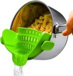 Kitchen Gizmo Snap N' Strain Clip On Strainer for Pots and Pans - Collapsible Silicone Pasta Strainer and Kitchen Gadget for Cooking - Easy to Use, Heat Resistant and Space Saving Colander - Green - Image 2