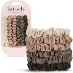 Kitsch Ultra-Petite Satin Scrunchies for Women - Softer Than Silk Scrunchies | Hair Ties No Damage for Frizz-Free Sleep | Perfect for Day or Night | Ideal Gifts for Women - Eucalyptus, 6 pcs - Image 2