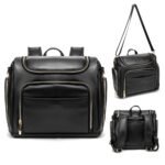 Leather Diaper Bag Backpack with Changing Pad - Multi-Function Large Capacity Baby Bag with Adjustable Shoulder Strap & Stroller Straps - Image 2