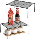 Lonian Kitchen Cupboard Organiser [ 2 Pack ], Home and Kitchen Storage Shelf Wire Rack for Kitchen Cabinets, Counter-Tops, Pantries, Food and Utensils (Black) - Image 2