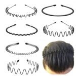 Metal Headbands for Men Fashion Headband for Women, Unisex Wavy Hair Bands Outdoor Sports Head Bands Simple Elastic Non-Slip Hair Accessories (6 Pack) - Image 2